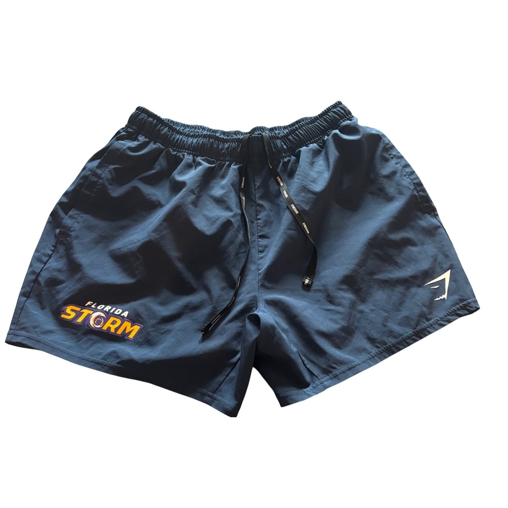 Gymshark Florida Storm Navy Blue Athletic Shorts Kids Medium Drawstring Workout
